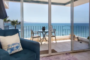 The balcony takes advantage of the protection from the prevailing wind.