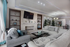 834 Farallon at San Antonio Del Mar, Rosarito - Tijuana. Living room is equipped with a fireplace.