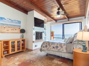 The primary suite features a fireplace
