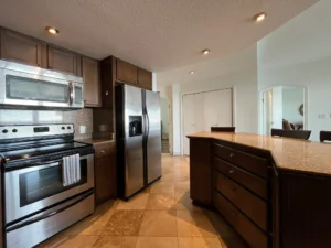 Ocean View Condo for Rent in Rosarito | La Jolla del Mar - kitchen features an island