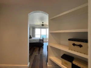 Ocean View Condo for Rent in Rosarito | La Jolla del Mar - View of the main room from the walking closet