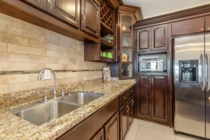 The spacious kitchen is designed for both everyday living and entertaining