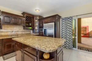 A large island provides ample prep space