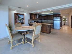 Dining and kitchen integrate seamlessly