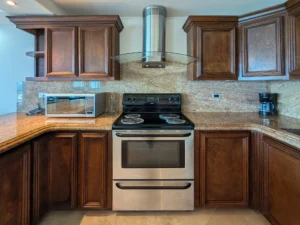 with stainless steel appliances
