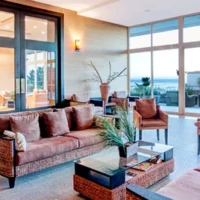 Large lobby with internet and a wall of glass. Large lobby with internet and a wall of glass.